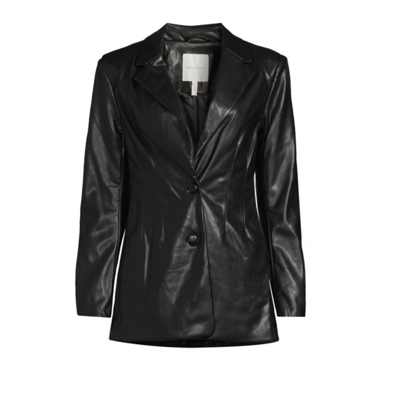 Avec Les Filles Faux Leather Mid Length Blazer - Picture 9 of 11